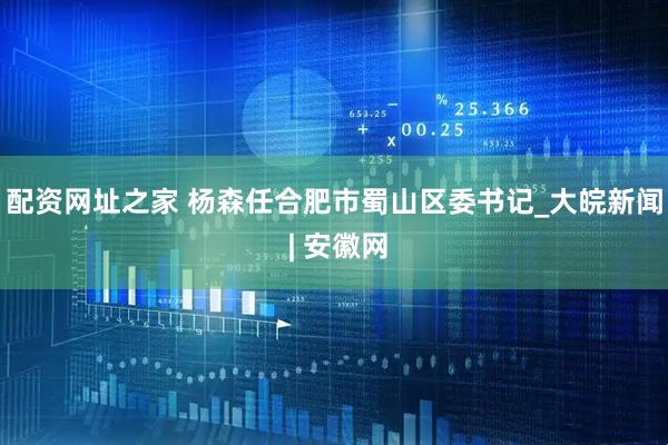 配资网址之家 杨森任合肥市蜀山区委书记_大皖新闻 | 安徽网